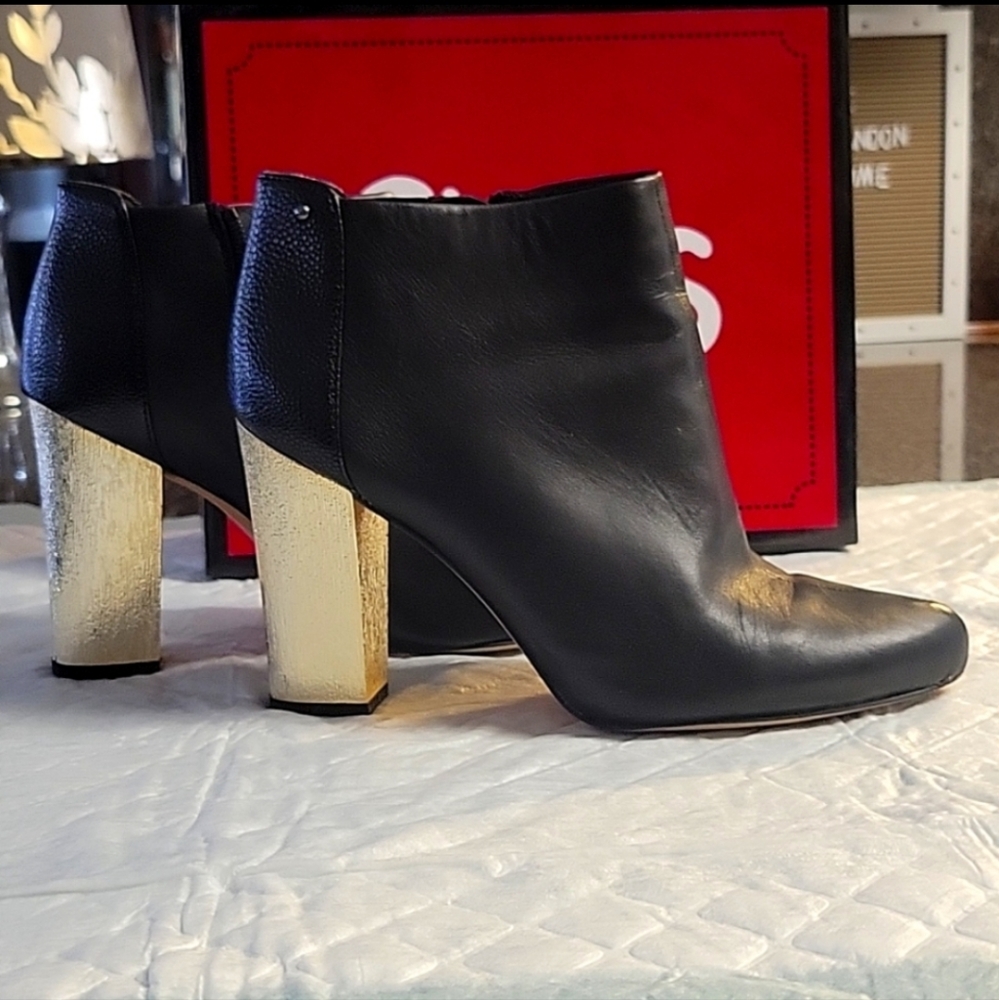 Black leather booties